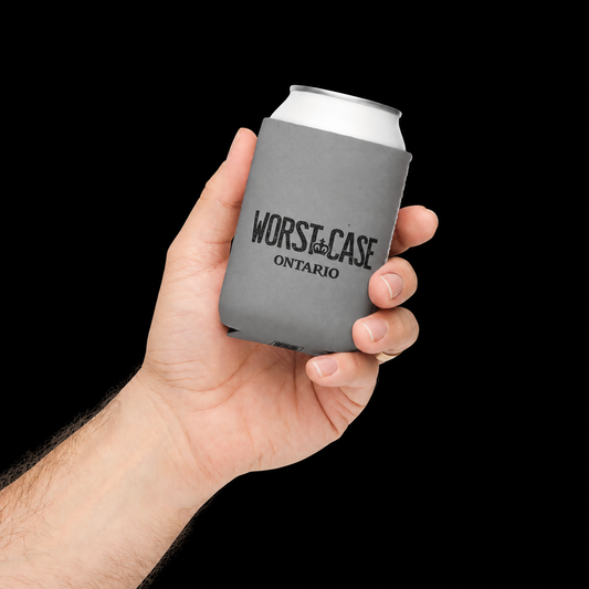 Worst Case Ontario Can cooler on a black background