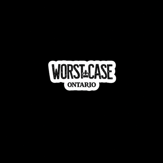 Worst Case Ontario Vinyl Decal on a black background