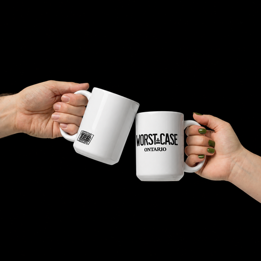 Worst Case Ontario Coffee Mug on a black background