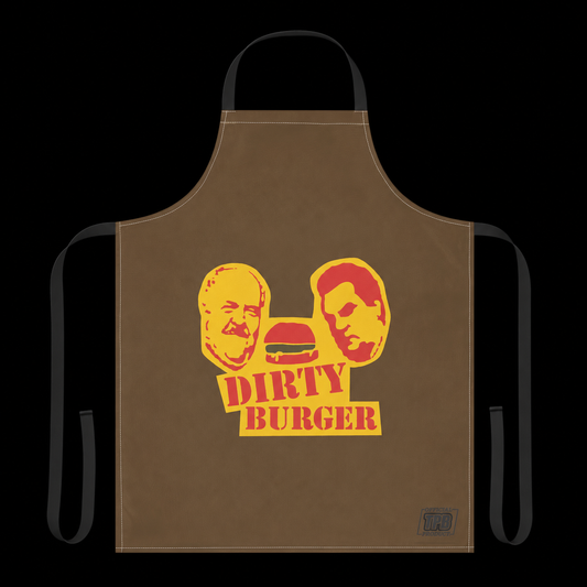 DIRTY BURGER WORK APRON on a black background