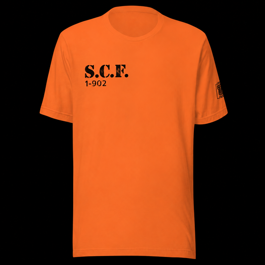 S.C.F. JAIL SHIRT on a black background