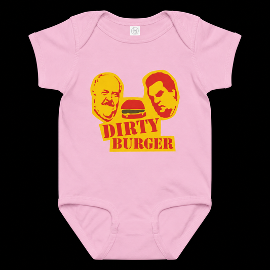 BABY DIRTY BURGER on a black background