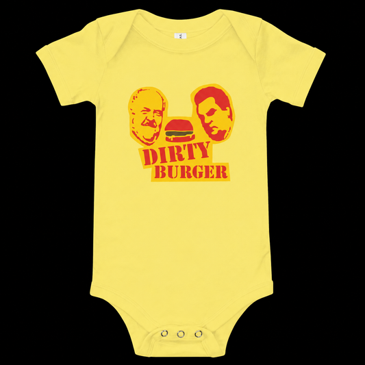 BABY DIRTY BURGER on a black background