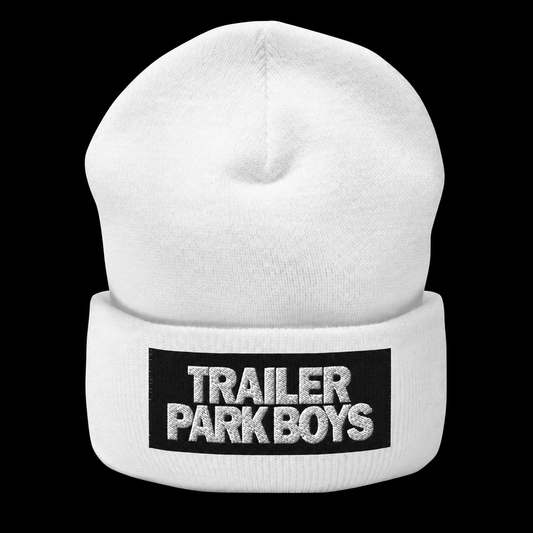 TPB BEANIE - WHITE on a black background