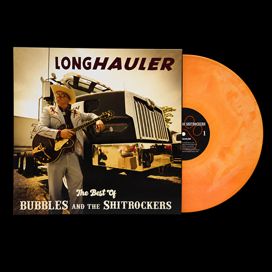LIMITED EDITION LONGHAULER - The Best of Bubbles and the Shitrockers Orange Tabby Edition on a black background